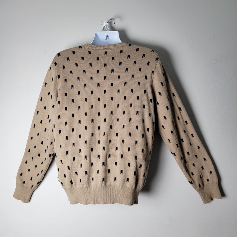 SUPERbrand Union Surfboard Fin Knit Sweater Men's L Tan Black Crewneck - Picture 4 of 11